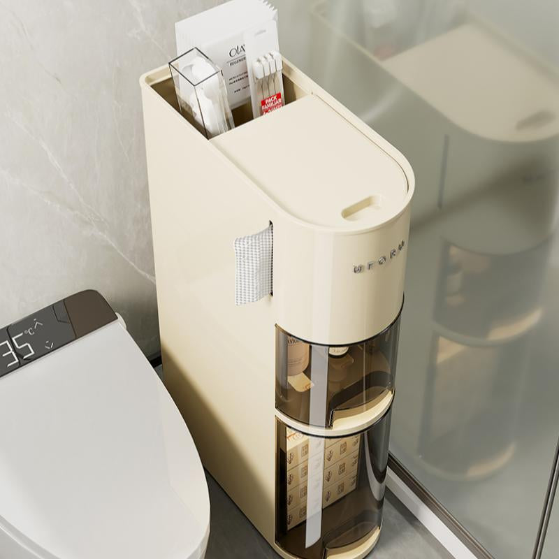 UFORU Narrow 4 Tier Slim Bathroom Storage Cabinetskinny Storage with Drawers Toilet Paper Holder,Waterproof Movable Organizer for Small Spaceskitchen, Laundry, Living Room Bathroom Organizer Apartment Pantry Storage Organizers