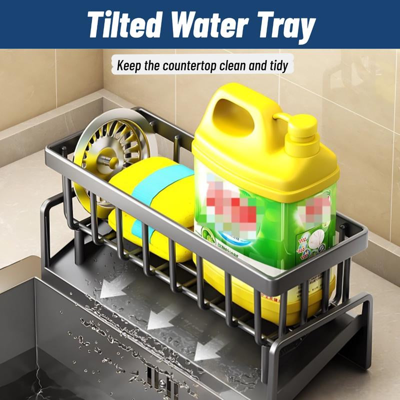 Kitchen Sink Corner Sponge Drain Rack Sink Caddy Ultitunctional Durable Cleaning Tool Organizer Storage Rackdish Soap Dishdoth Brushes Holder for Kitchen & Bathroom