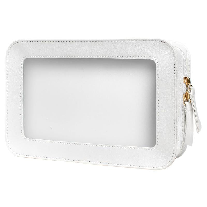 Clear Makeup Bags, TSA Approved Toiletry Bag with Zipper, Clear Makeup Organizer Fit Carry-On Travel Essentials,Clear Cosmetic Bags for Women Men (C-Beige)