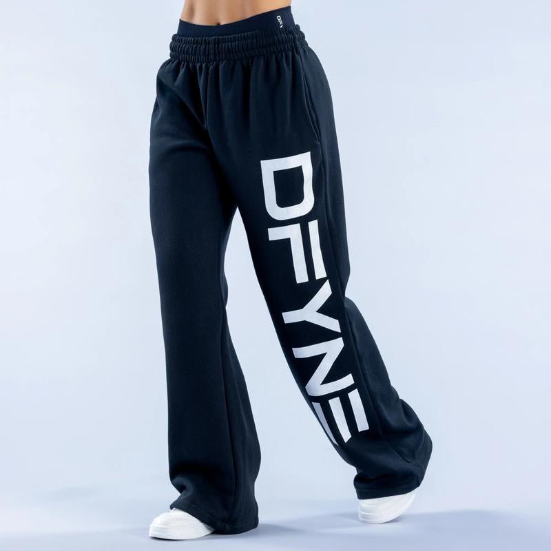 DFYNE Signature Wide Leg Jogger - Fitted Sweatpants with Drawstring Waist for Comfortable Wear