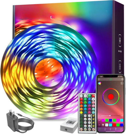 100Ft Led Strip Lights RGB Music Sync Color Changing Bluetooth Led Lights with Smart App Control Remote Led Lights for Bedroom Room Lighting Flexible Home Décor