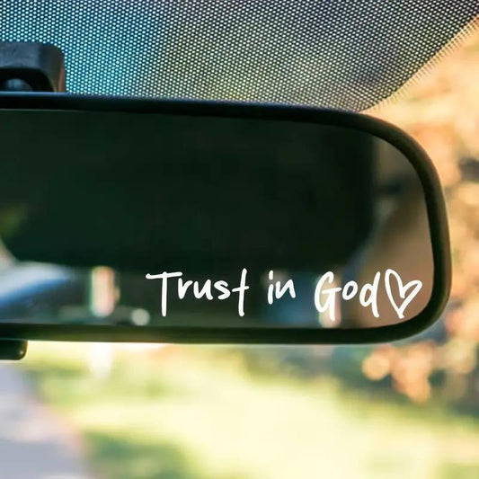 2Pcs Trust in God Car Rearview Mirror Sticker, Car Rearview Mirror Decal, Inspirational Vinyl Sticker, Ideal Christian Gift