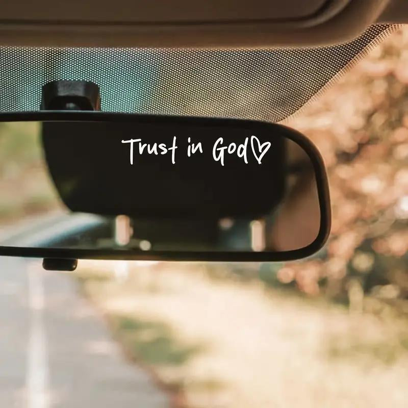 2Pcs Trust in God Car Rearview Mirror Sticker, Car Rearview Mirror Decal, Inspirational Vinyl Sticker, Ideal Christian Gift