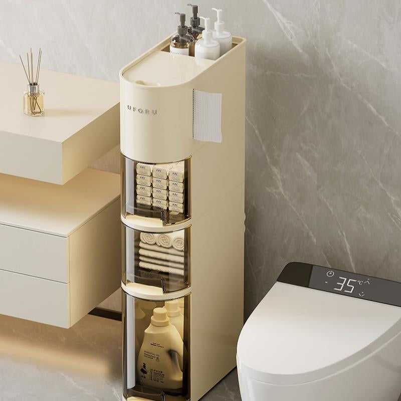 UFORU Narrow 4 Tier Slim Bathroom Storage Cabinetskinny Storage with Drawers Toilet Paper Holder,Waterproof Movable Organizer for Small Spaceskitchen, Laundry, Living Room Bathroom Organizer Apartment Pantry Storage Organizers