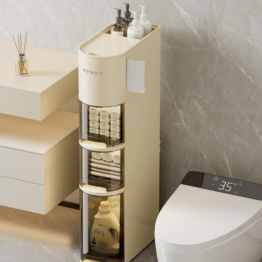 UFORU Narrow 4 Tier Slim Bathroom Storage Cabinetskinny Storage with Drawers Toilet Paper Holder,Waterproof Movable Organizer for Small Spaceskitchen, Laundry, Living Room Bathroom Organizer Apartment Pantry Storage Organizers