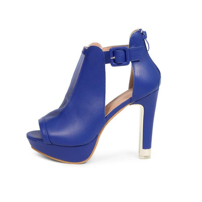 Women'S Block Heels Cutout Ankle Booties Peep Toe Back Zipper High Heeled Sandals Dress Shoes