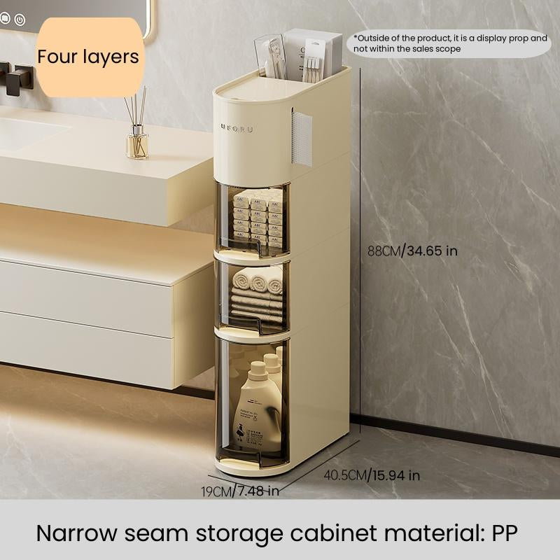UFORU Narrow 4 Tier Slim Bathroom Storage Cabinetskinny Storage with Drawers Toilet Paper Holder,Waterproof Movable Organizer for Small Spaceskitchen, Laundry, Living Room Bathroom Organizer Apartment Pantry Storage Organizers