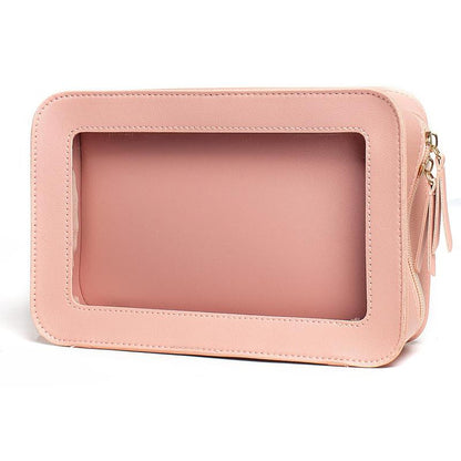 Clear Makeup Bags, TSA Approved Toiletry Bag with Zipper, Clear Makeup Organizer Fit Carry-On Travel Essentials,Clear Cosmetic Bags for Women Men (C-Beige)