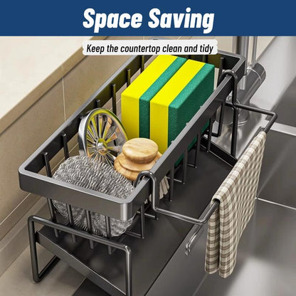 Kitchen Sink Corner Sponge Drain Rack Sink Caddy Ultitunctional Durable Cleaning Tool Organizer Storage Rackdish Soap Dishdoth Brushes Holder for Kitchen & Bathroom