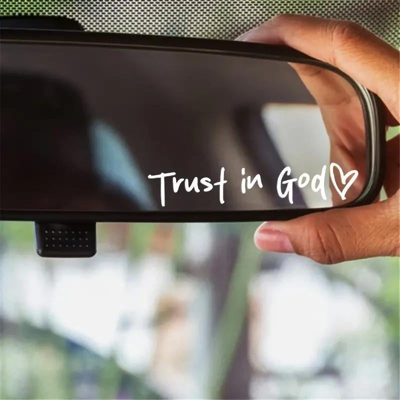 2Pcs Trust in God Car Rearview Mirror Sticker, Car Rearview Mirror Decal, Inspirational Vinyl Sticker, Ideal Christian Gift