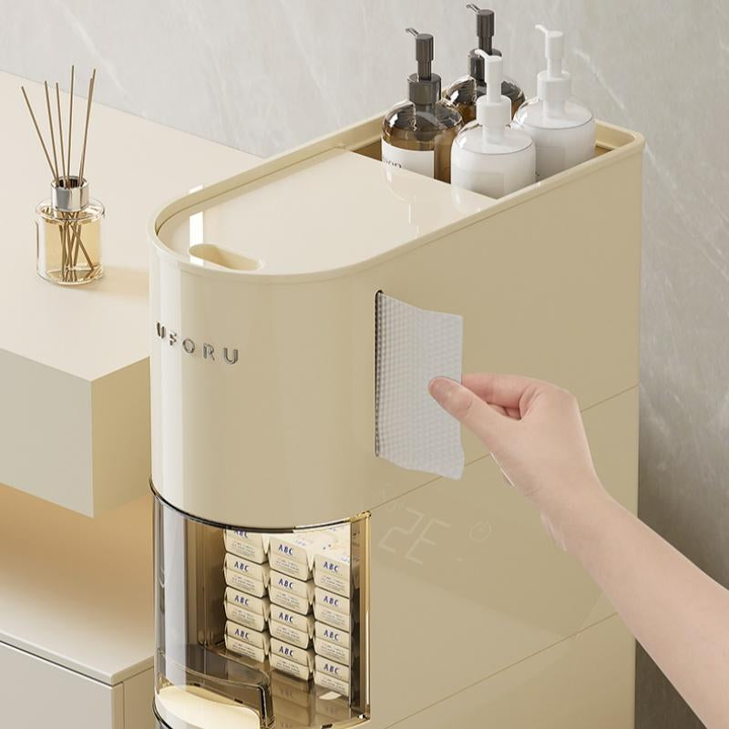 UFORU Narrow 4 Tier Slim Bathroom Storage Cabinetskinny Storage with Drawers Toilet Paper Holder,Waterproof Movable Organizer for Small Spaceskitchen, Laundry, Living Room Bathroom Organizer Apartment Pantry Storage Organizers