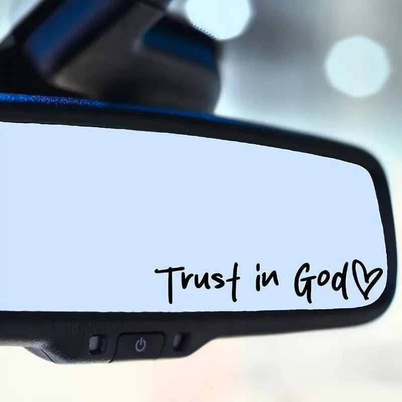 2Pcs Trust in God Car Rearview Mirror Sticker, Car Rearview Mirror Decal, Inspirational Vinyl Sticker, Ideal Christian Gift